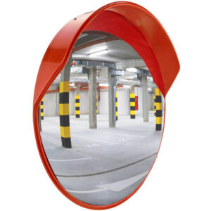 Heavy-duty convex traffic mirror installed for driveway and corner visibility from Solar Q Lighting.